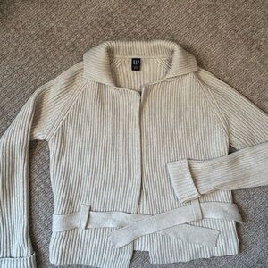 GAP Off-White Ribbed Knit wrap cardigan